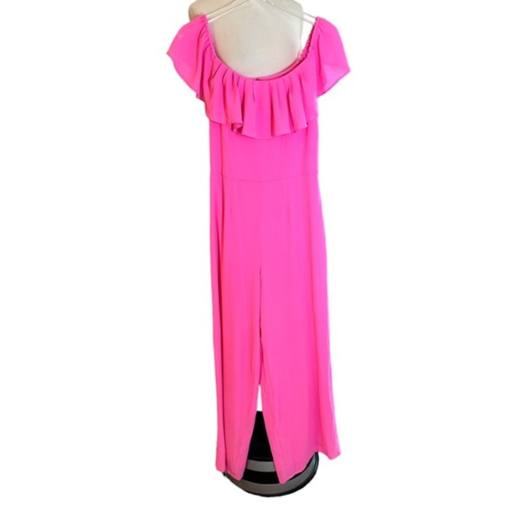 Betsey Johnson Pink Off-Shoulder Ruffle Jumpsuit - Picture 4 of 14